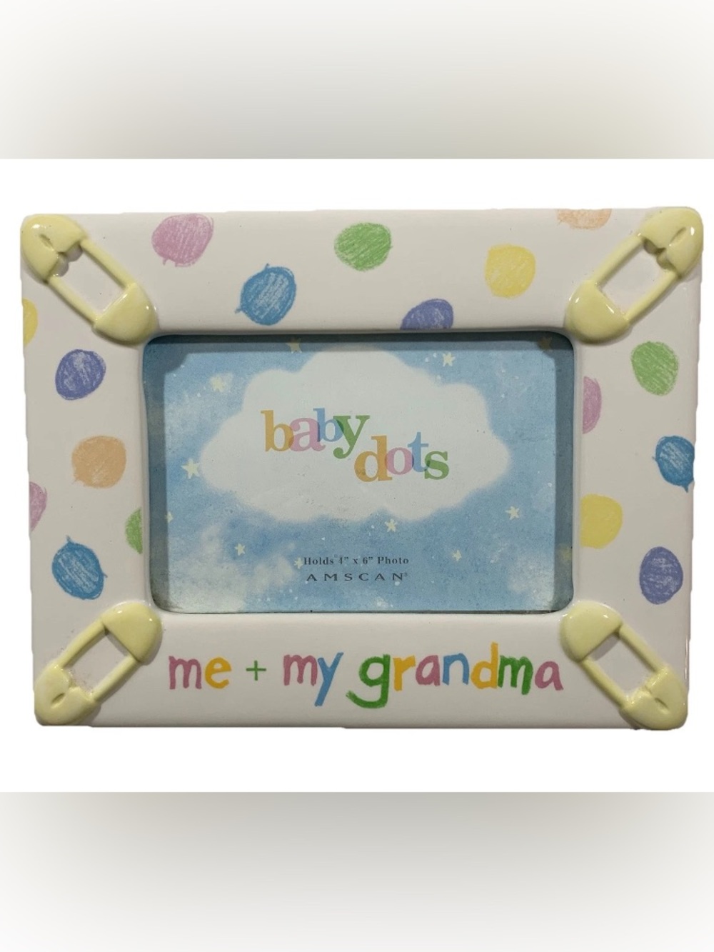 Vintage “me + my grandma” Baby Dots 3D Pastel Ceramic Picture Frame 7x9 4x6